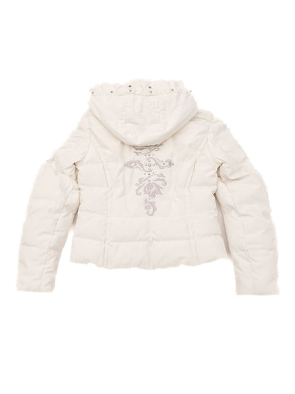 Excellent Bogner White Quilted Jacket with Hood Size M