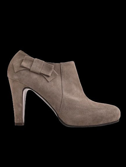 Excellent William Massimi Gray Leather High-Heeled Ankle Boot Size 38