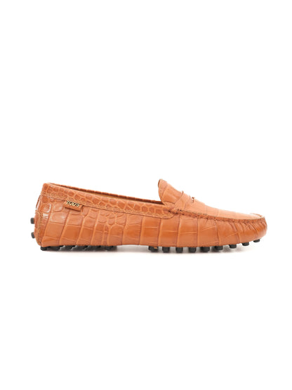 NEW Tod's Orange Leather Loafers Size 39.5 with Rubber Studs