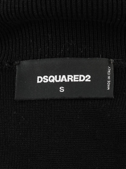 Excellent Dsquared2 Black Wool Zip-Up Jacket with Decorative Studs Size S