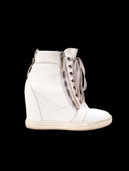 Average Condition Gianmarco Lorenzi White Leather High-Top Sneakers 36