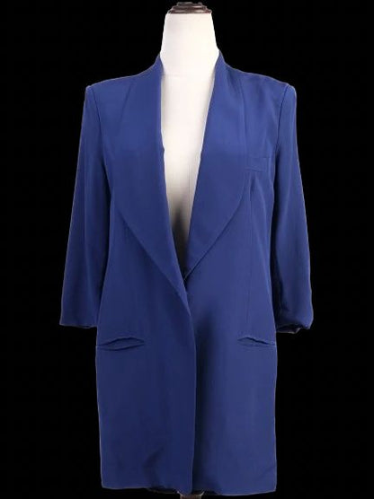 Excellent Dusan Blue Silk Blazer Size XS with Shawl Collar