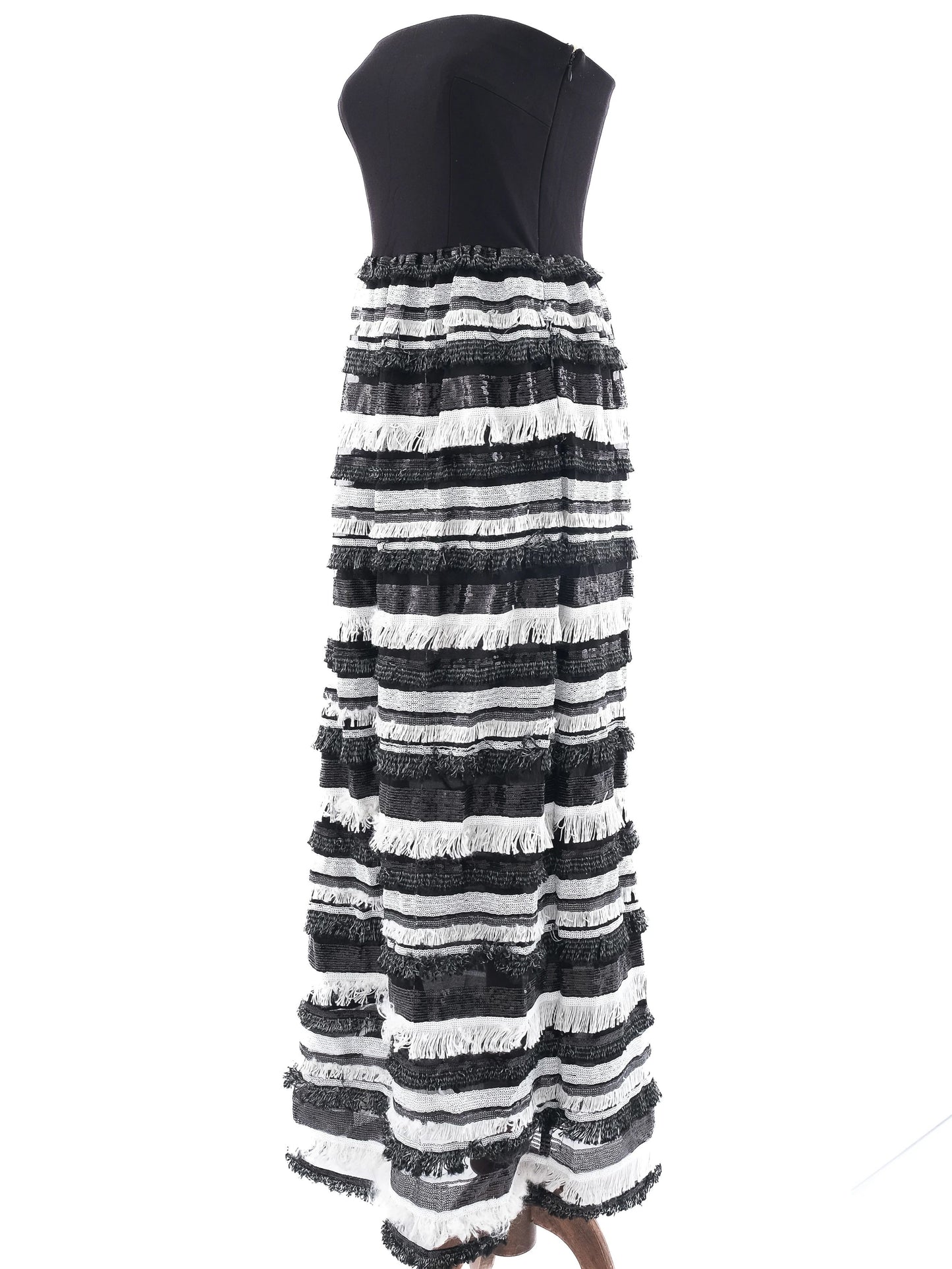 atos lombardini strapless dress black white size l excellent condition