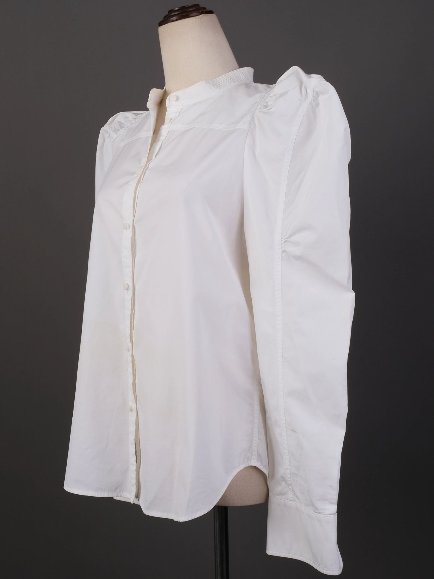 excellent chloe white cotton blouse size l with mandarin collar