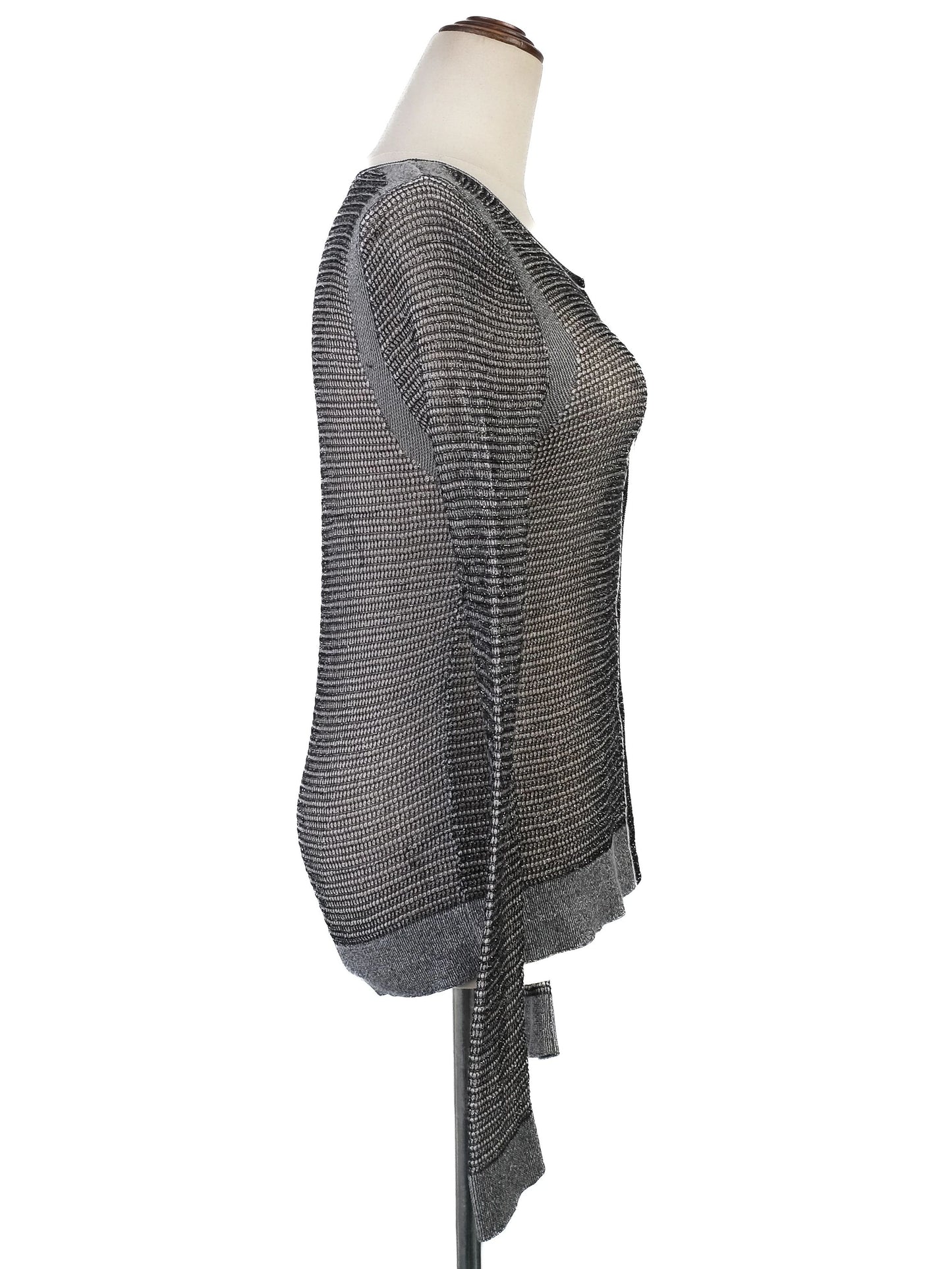excellent maje gray knitted long sleeve top size xs sheer viscose
