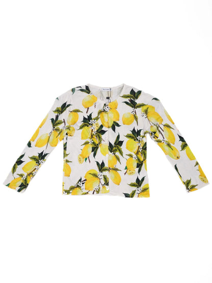 Excellent Dolce Gabbana Kids Cardigan Lemon Print Silk Size 7/8