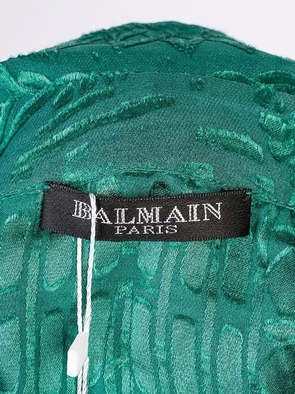 Excellent Balmain Green Sheer Button-Up Shirt Women Viscose
