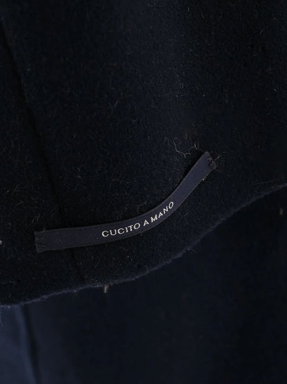 Excellent Max Mara Black Wool Hooded Coat Size XXL