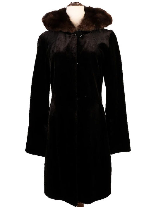 Excellent Varni WomenÕs Orange Fur-Trimmed Coat Size S