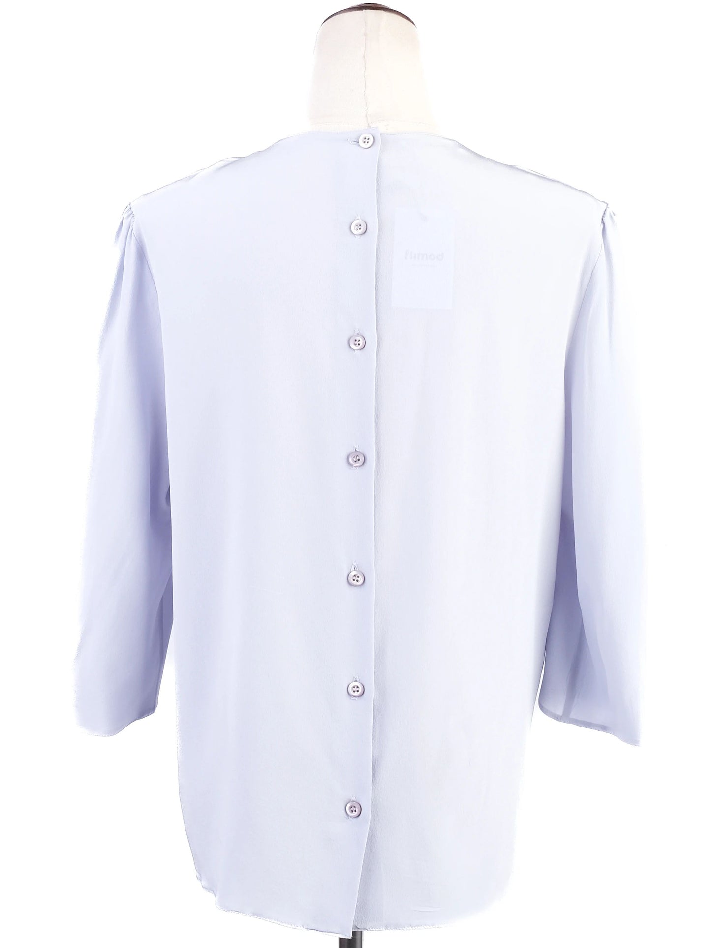 excellent prada gray silk blouse size l with button-up back