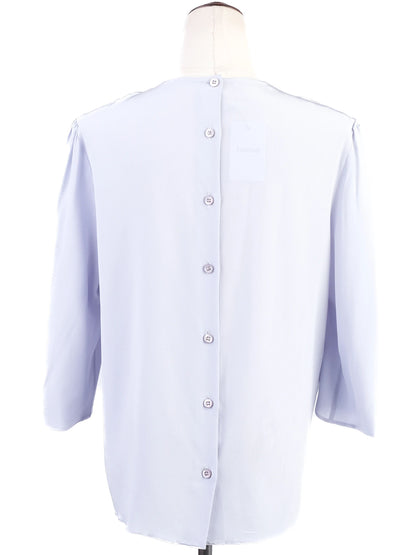 Excellent Prada Gray Silk Blouse Size L with Button-Up Back