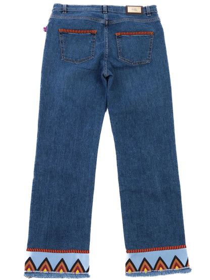 Etro Embellished Blue Cotton Jeans M with Colorful Tassels