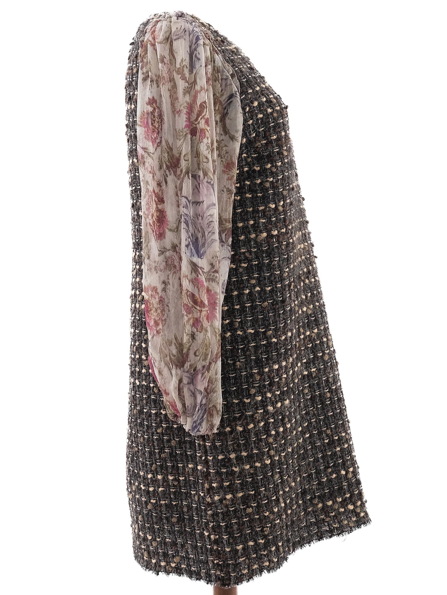 excellent dolce gabbana women's dress l wool combined color floral sleeves