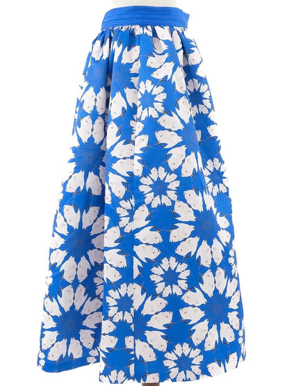 Alice+Olivia Floral Patterned Skirt Blue Size S Excellent Condition