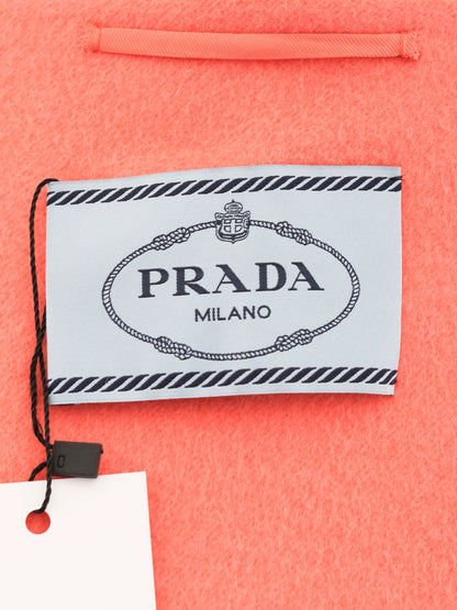 Excellent Prada Pink Wool Coat Medium with Stand-Up Collar