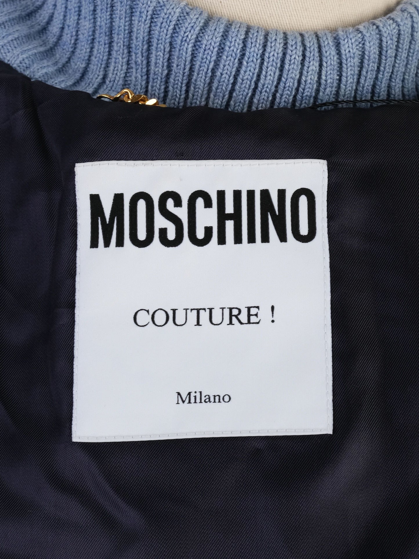 excellent moschino blue quilted denim jacket & skirt set