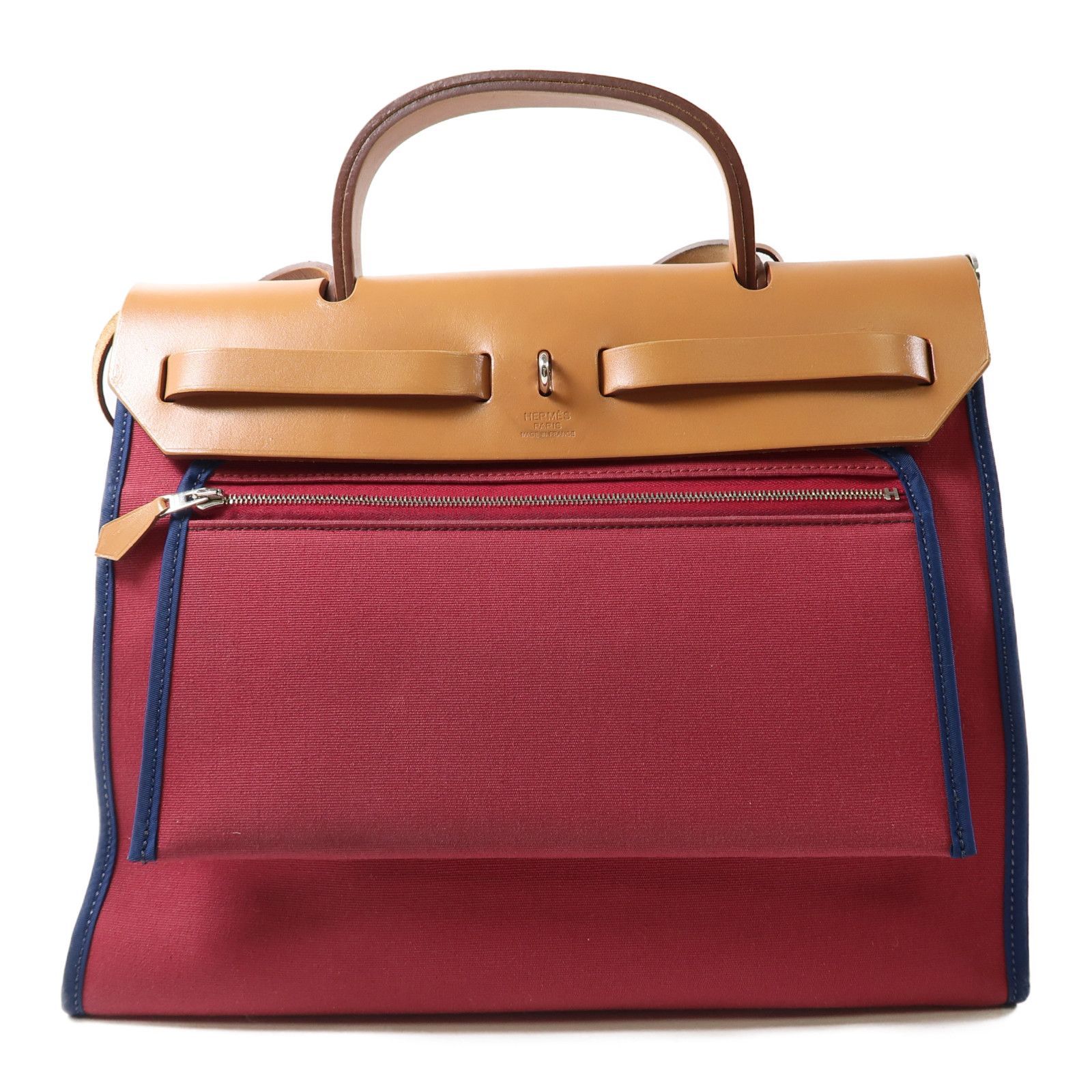 Hermes Canvas Herbag Silver Hand-handed Bag For Shoulder And Back Red/blue 2way Shoulder Bag Re