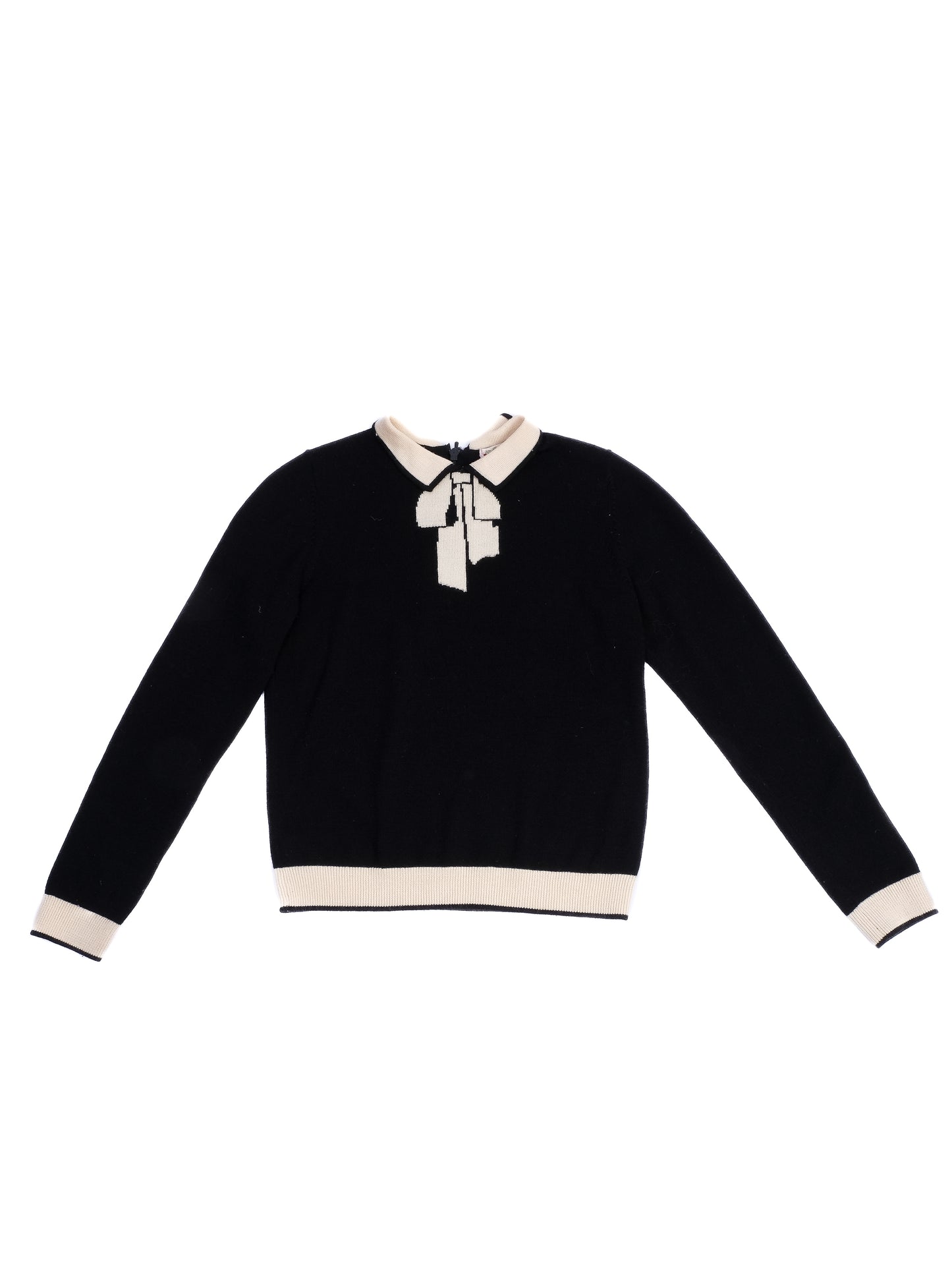 excellent bonpoint black wool sweater with beige accents, size 10