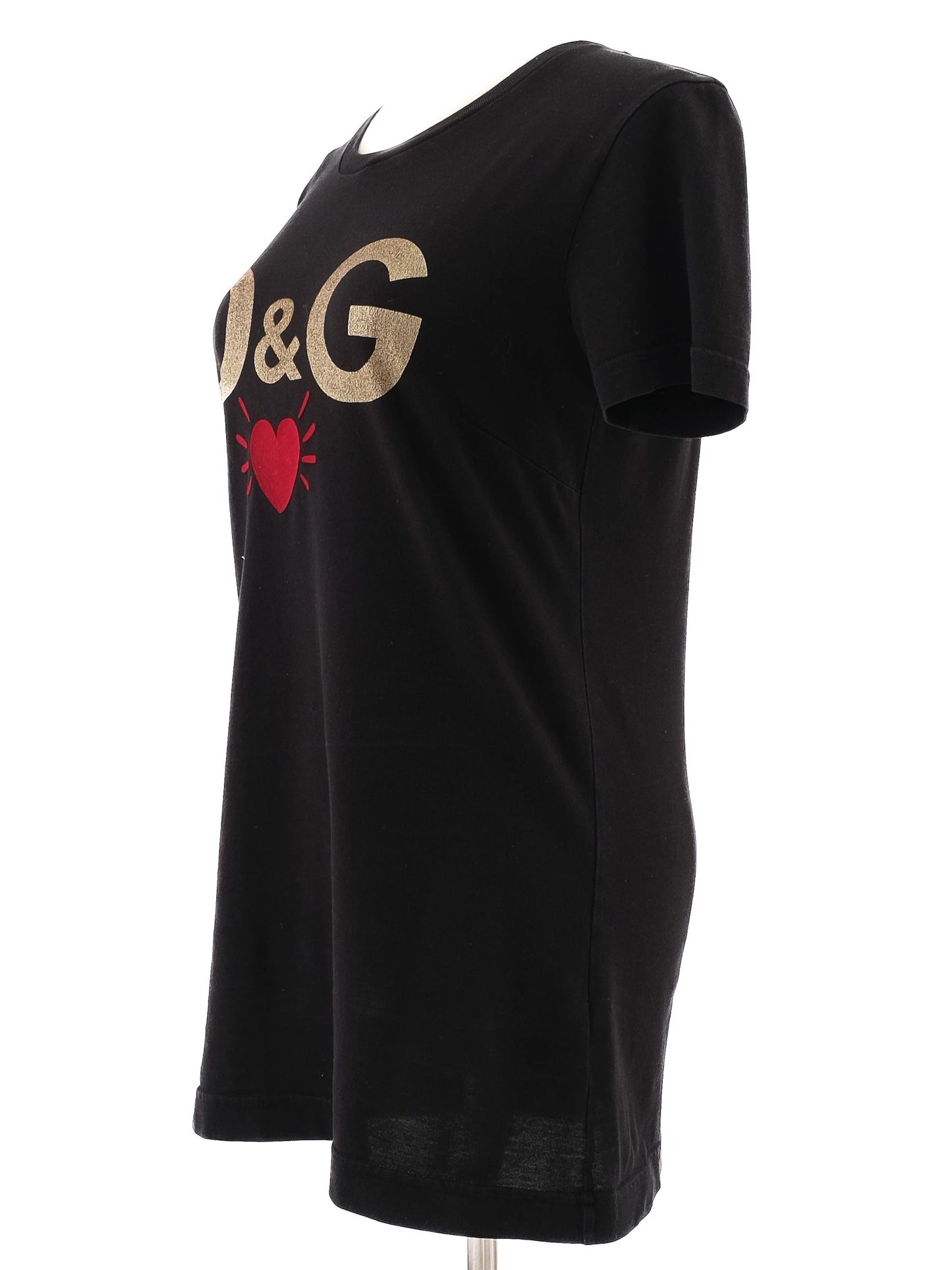 excellent dolce gabbana black t-shirt size s with d&g heart design