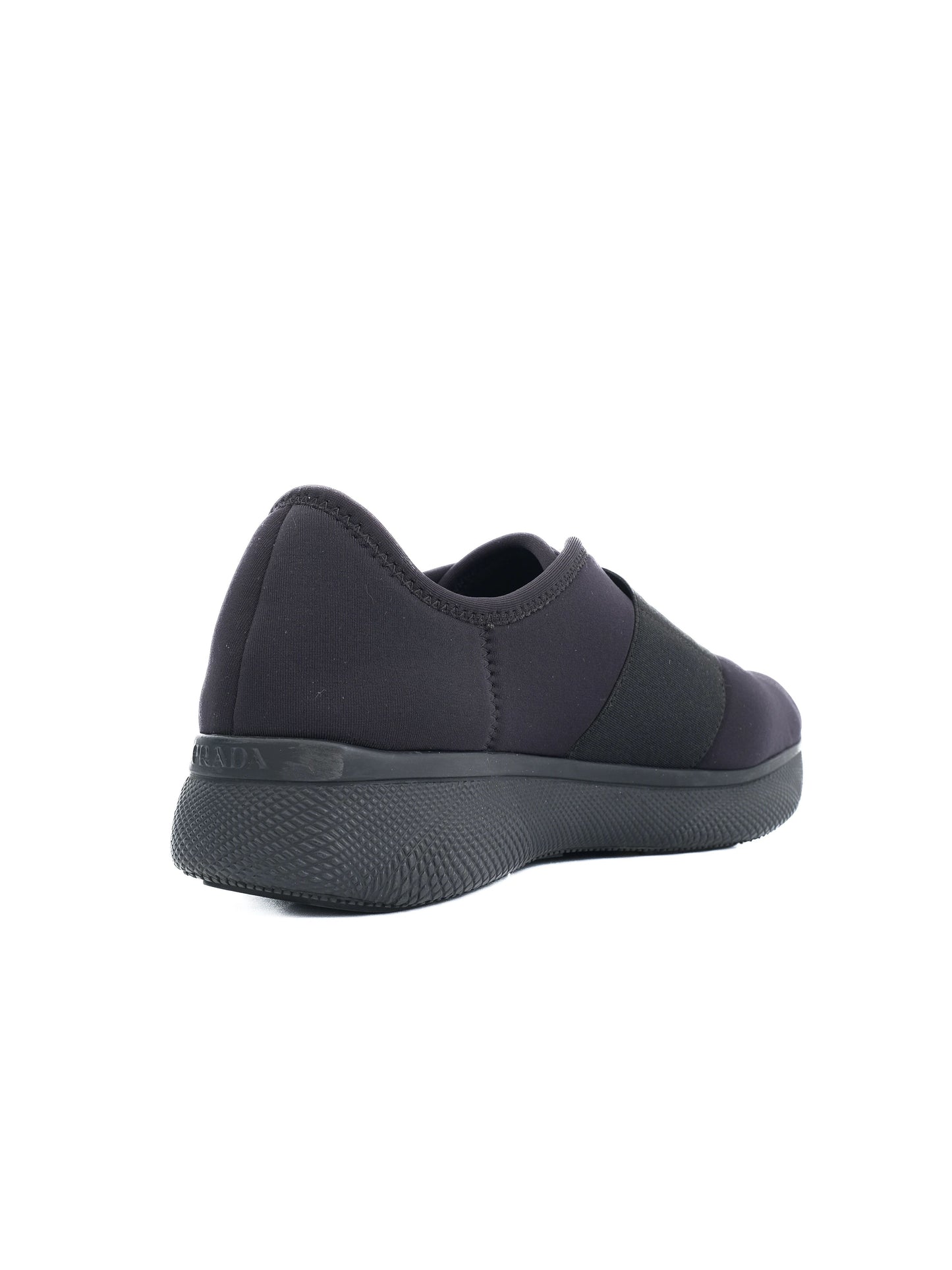excellent prada black textile slip-on sneakers size 37.5