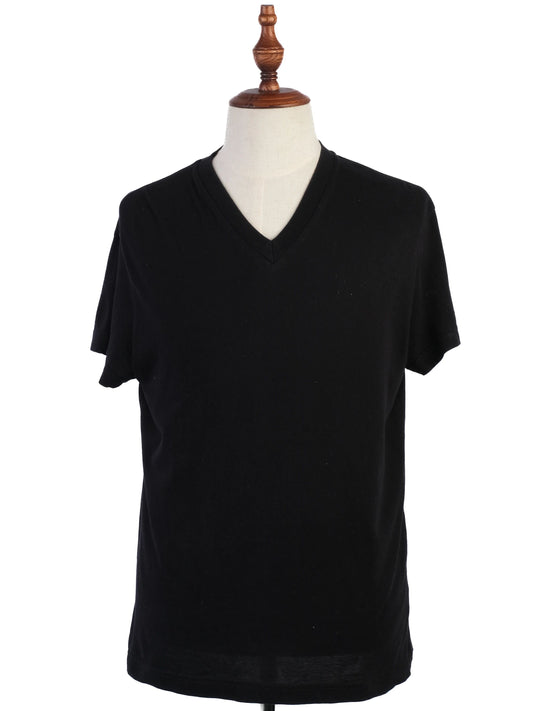 Excellent Prada Black Cotton V-Neck T-Shirt Size M for Men