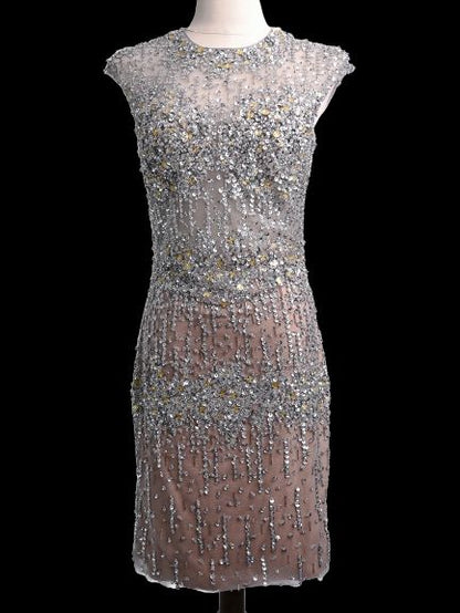 Excellent Terani Couture Combined Sleeveless Dress with Sequins