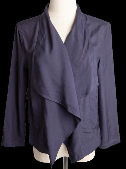 Good DKNY Women's Blue Viscose Jacket XS with Waterfall Collar