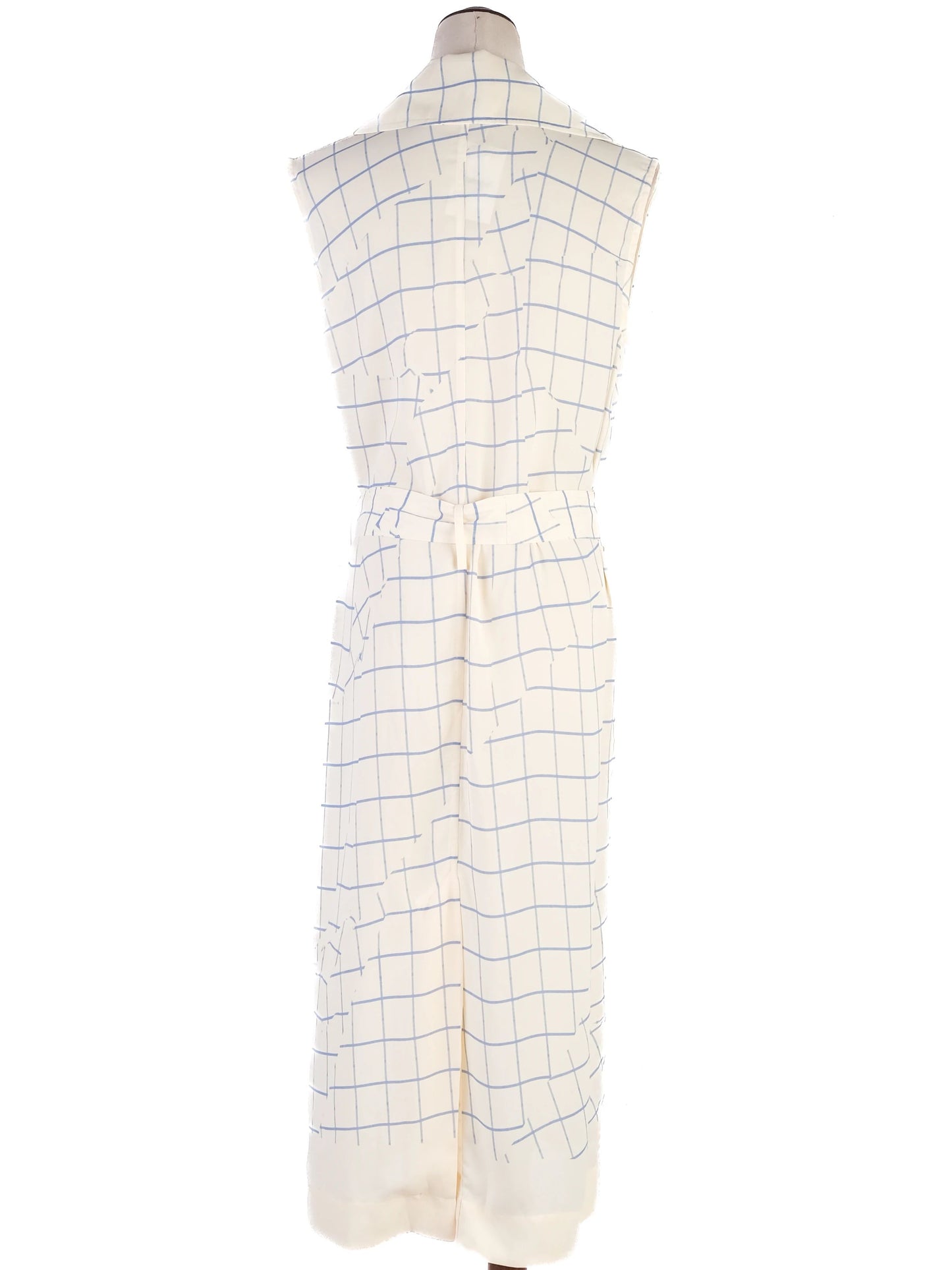 victoria beckham sleeveless trench coat blue grid pattern xs excellent
