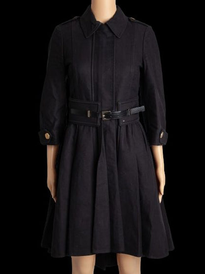 Good Condition Elisabetta Franchi Black Polyester Trench Coat