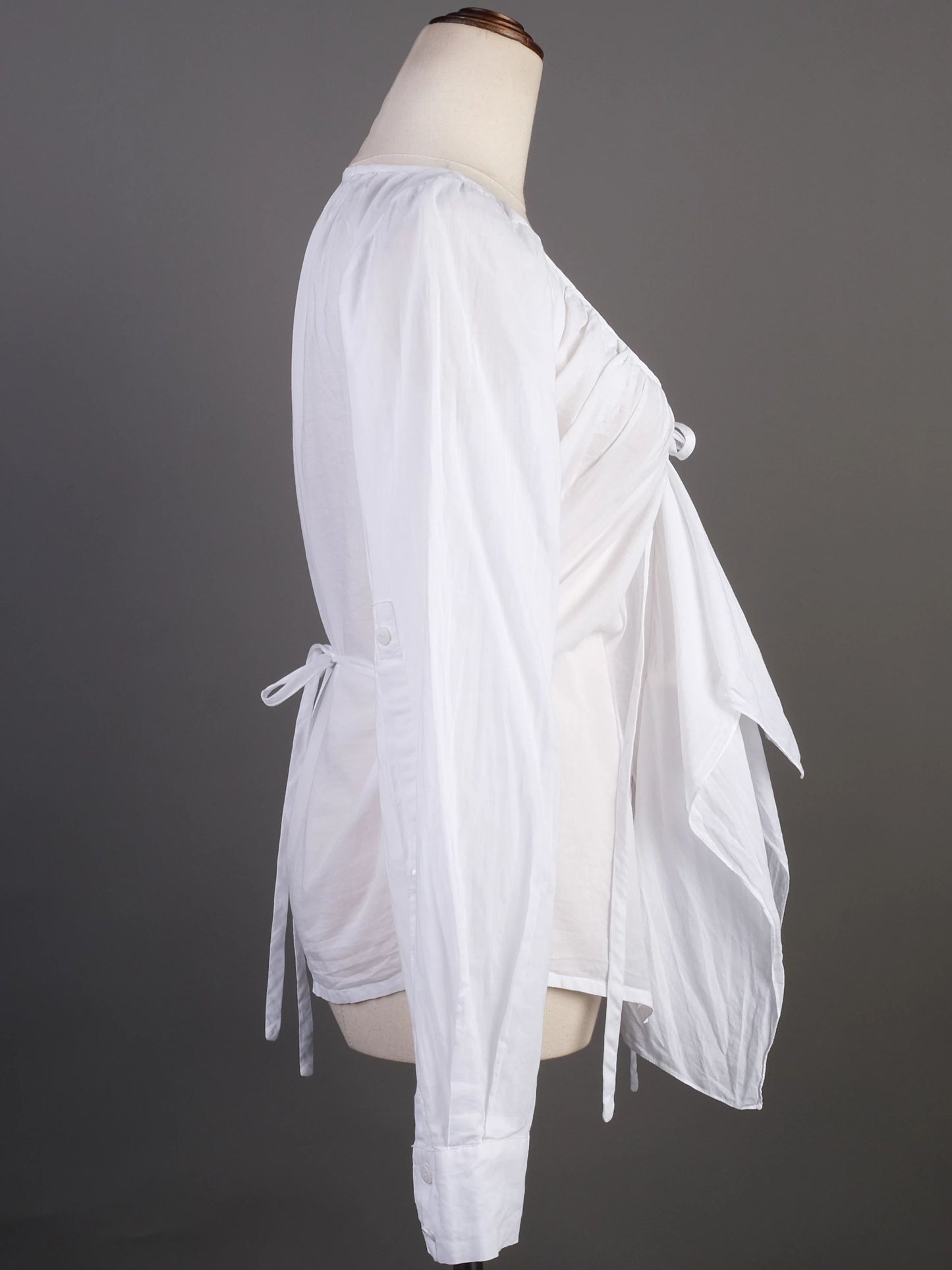 excellent plein sud white cotton blouse with tie front design
