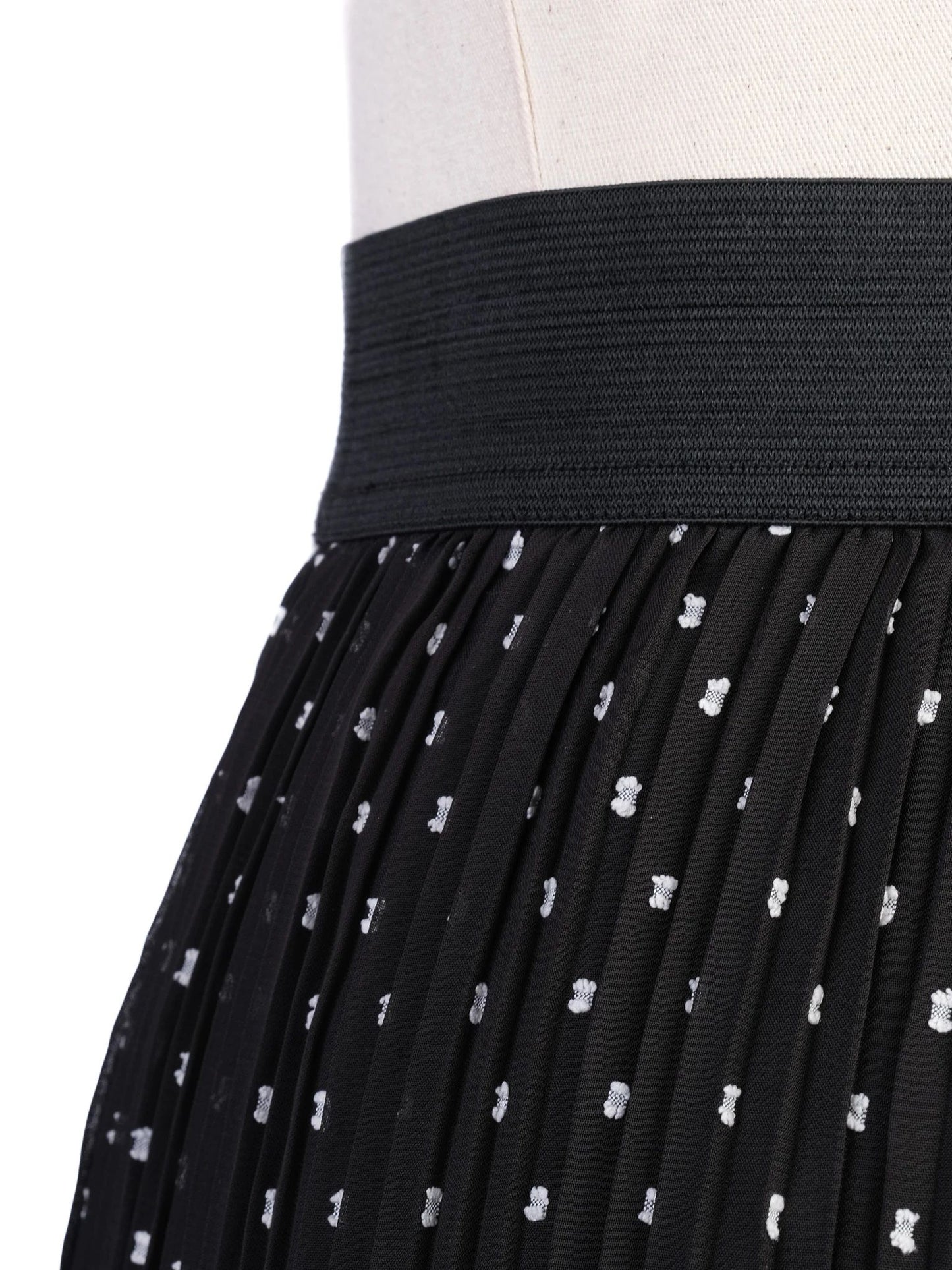 excellent maje black pleated polka dot skirt size xs