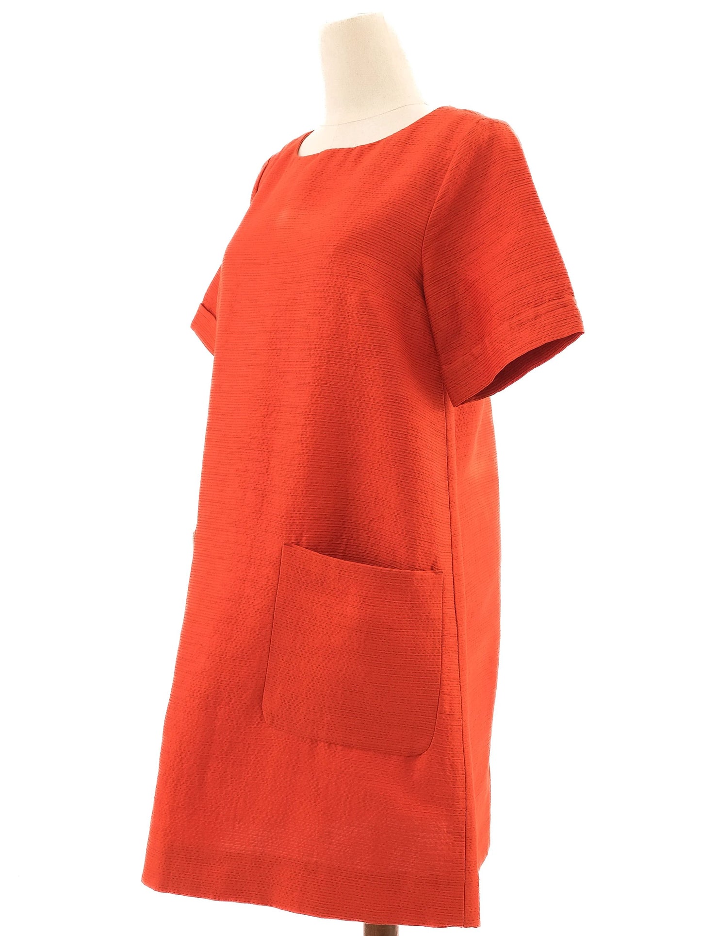 excellent max mara red silk dress size m knee-length with pockets