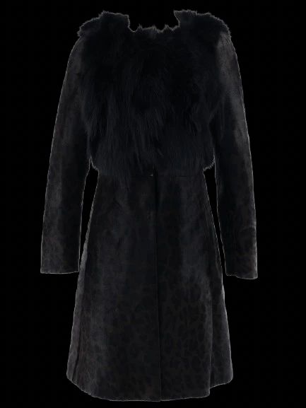 excellent prada orange fur-like coat size l women