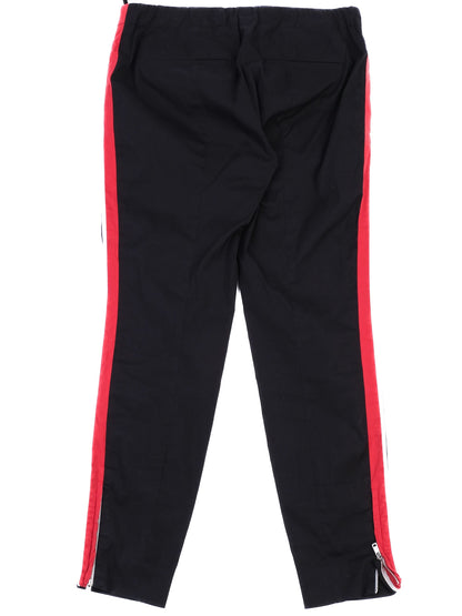Excellent Prada Blue Nylon Pants with Red and White Stripes, Size 42