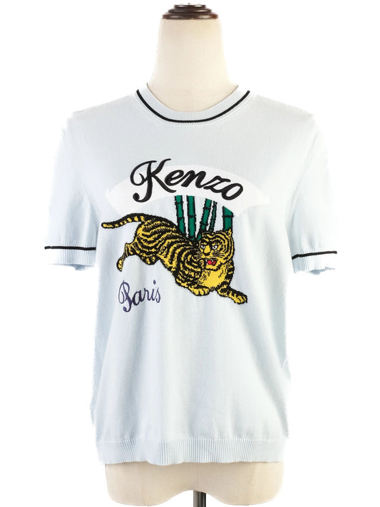 Excellent Kenzo Blue Tiger Design Sweater Size M