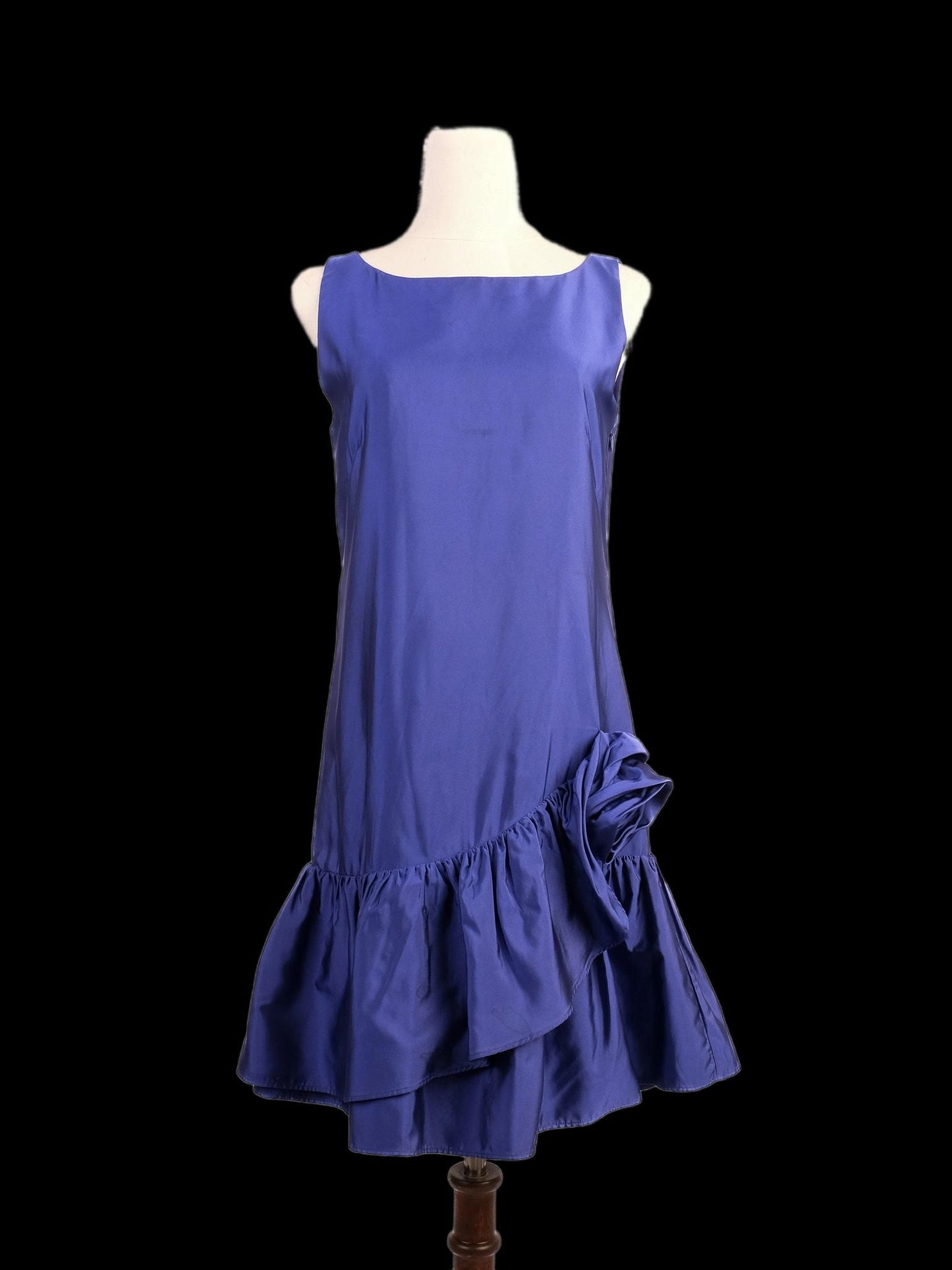 excellent moschino purple silk sleeveless dress with ruffle size n/a