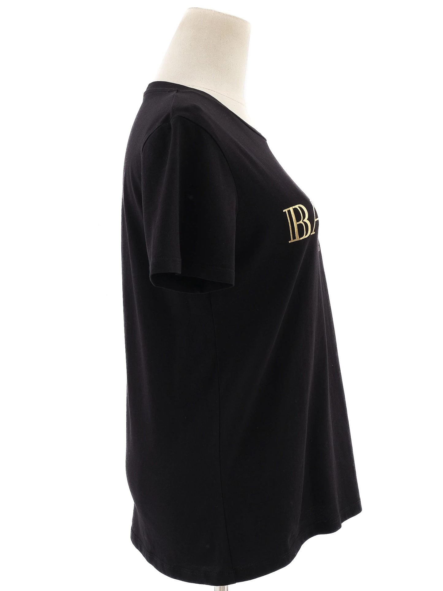 excellent balmain black t-shirt xs with gold print & buttons