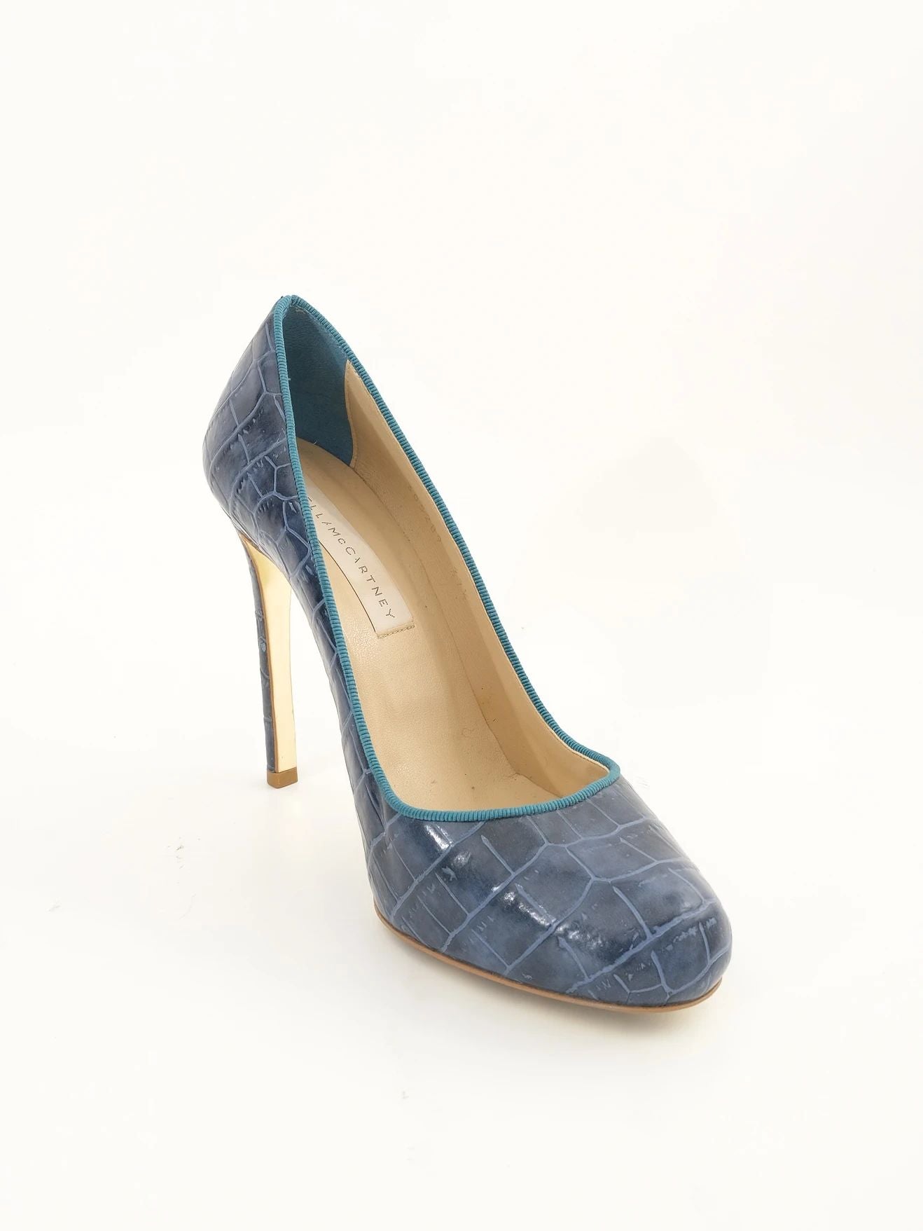 good stella mccartney blue leather high-heeled shoes size 37.5
