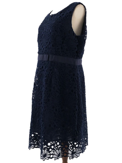 Excellent Gerard Darel Blue Lace Dress Size XXL Floral Pattern