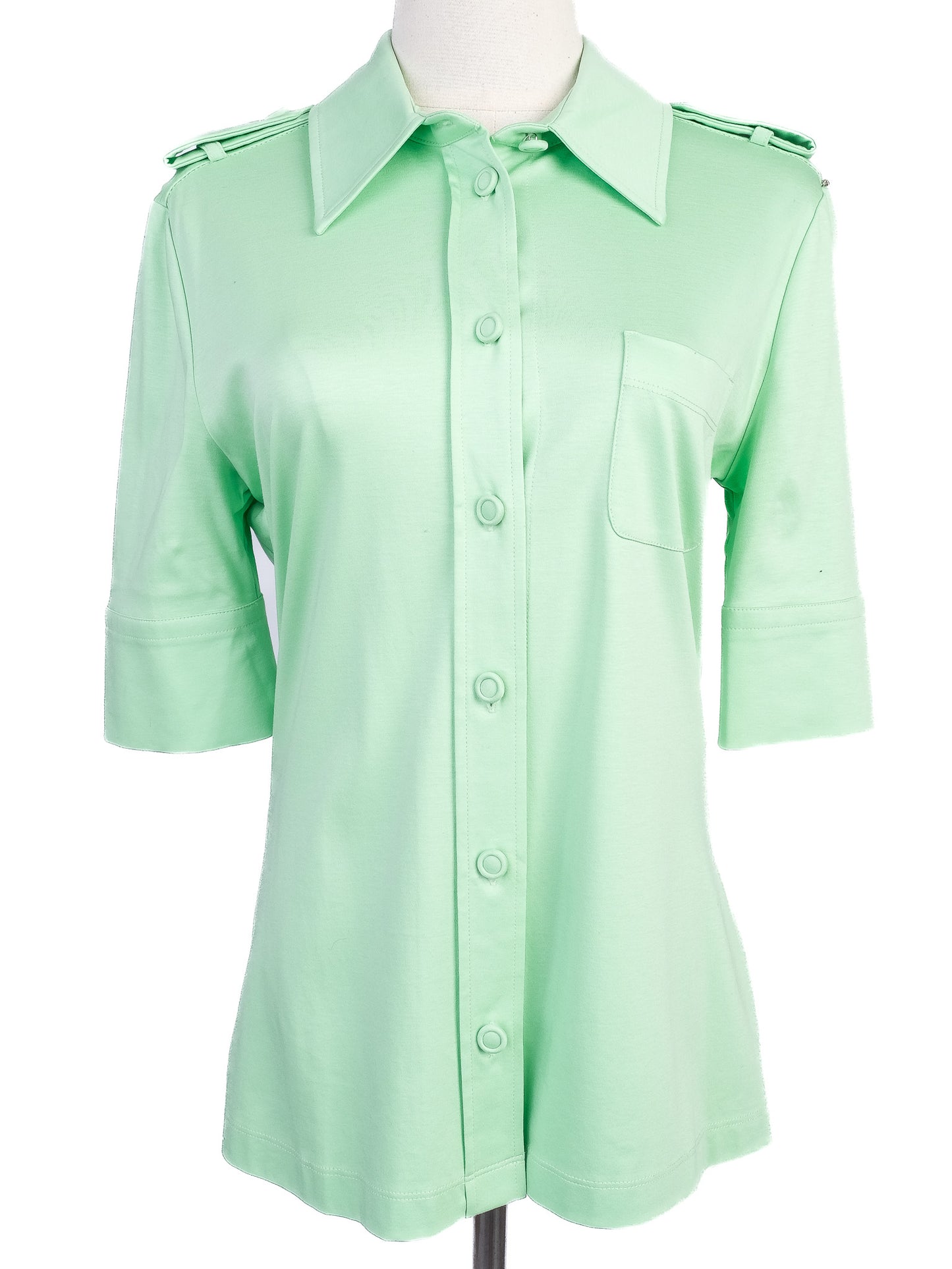 excellent sportmax green button-up shirt size m women's modal