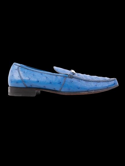 Excellent A.Testoni Blue Leather Loafers Size 43.5 for Men
