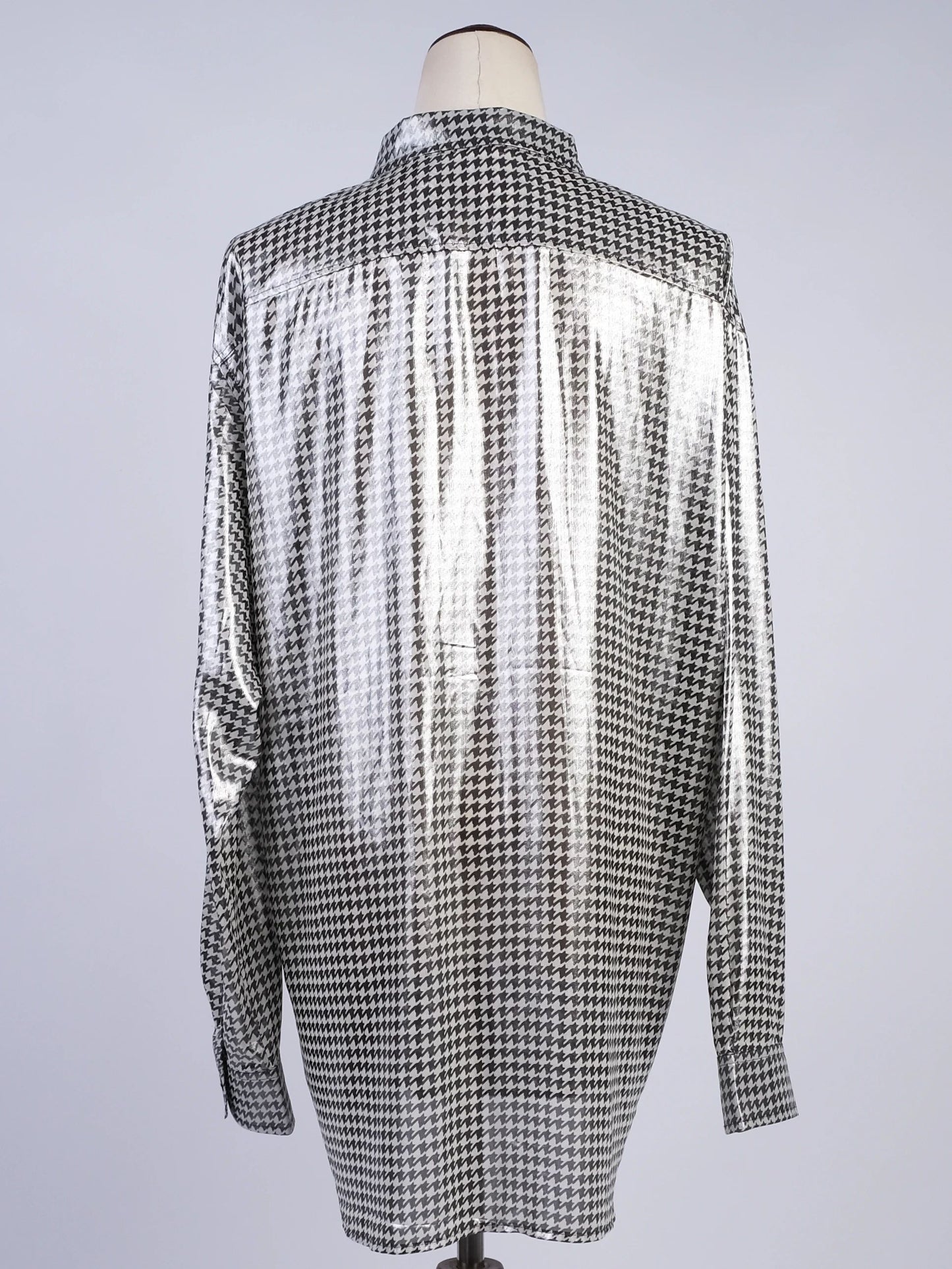 excellent ralph lauren houndstooth button-up shirt xl women