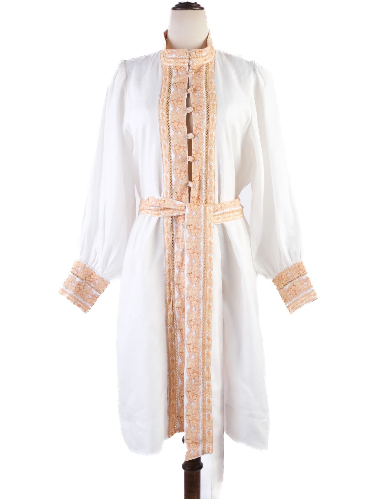 new lug von siga white dress size s with embroidery and belt