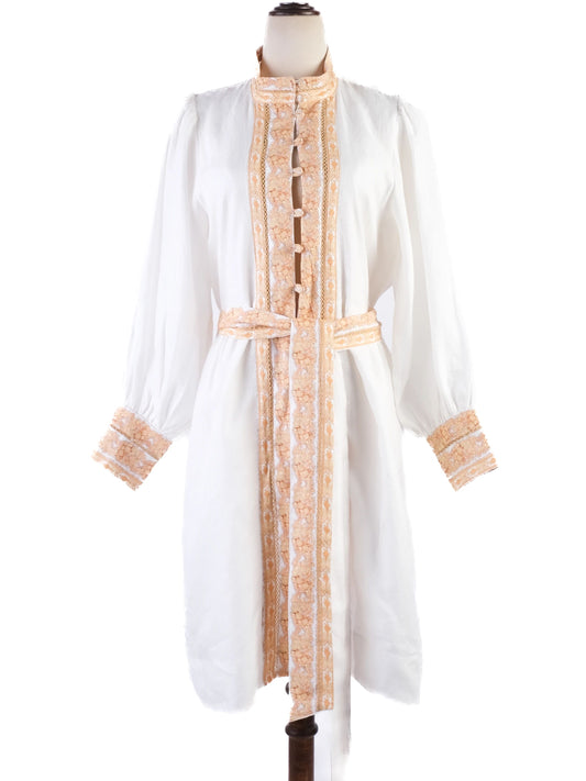 NEW Lug Von Siga White Dress Size S with Embroidery and Belt