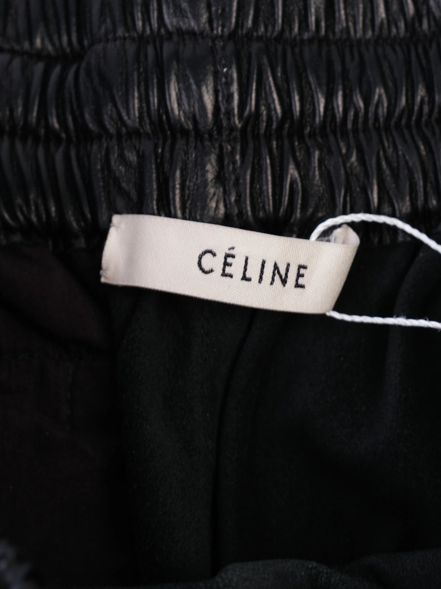 celine black leather shorts with red drawstring size 38 excellent