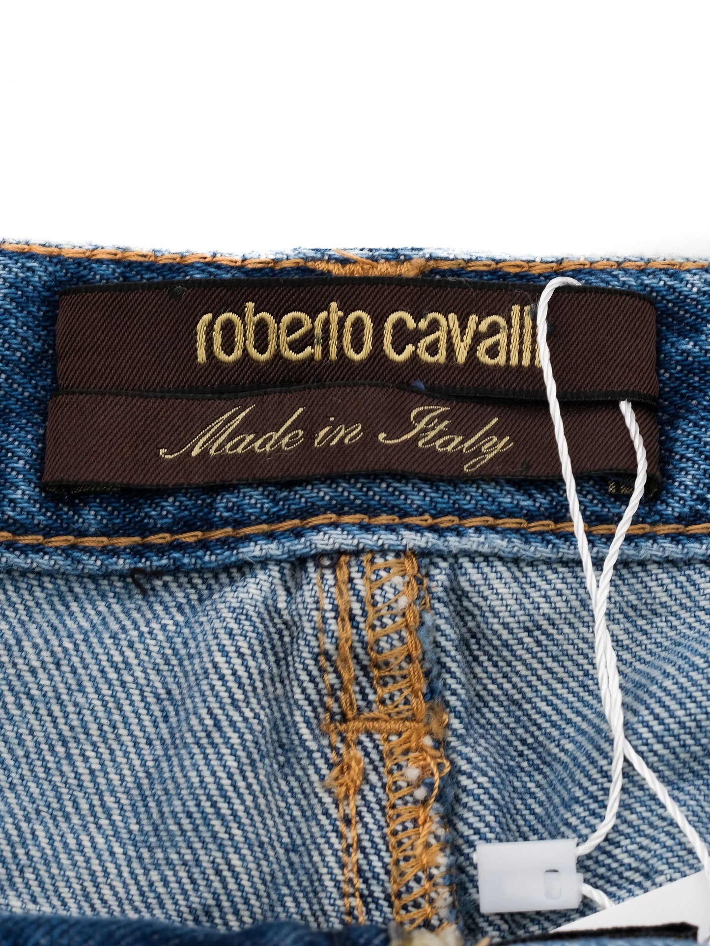roberto cavalli blue cotton denim skirt with distressed design size m