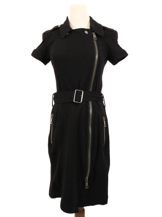 Excellent Burberry Black Wool Dress Size S with Zipper Details