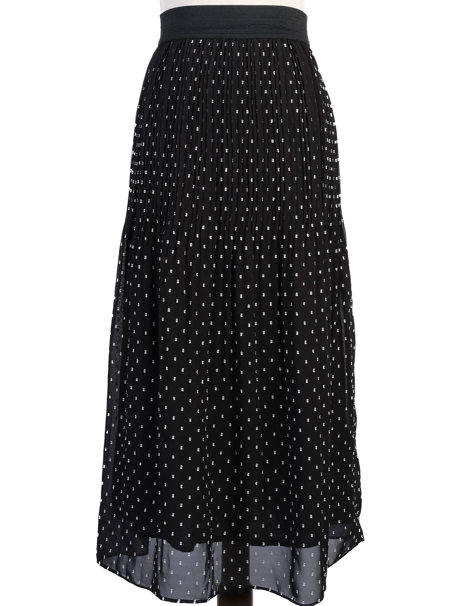 excellent maje black pleated polka dot skirt size xs