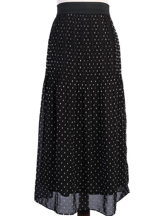 Excellent Maje Black Pleated Polka Dot Skirt Size XS