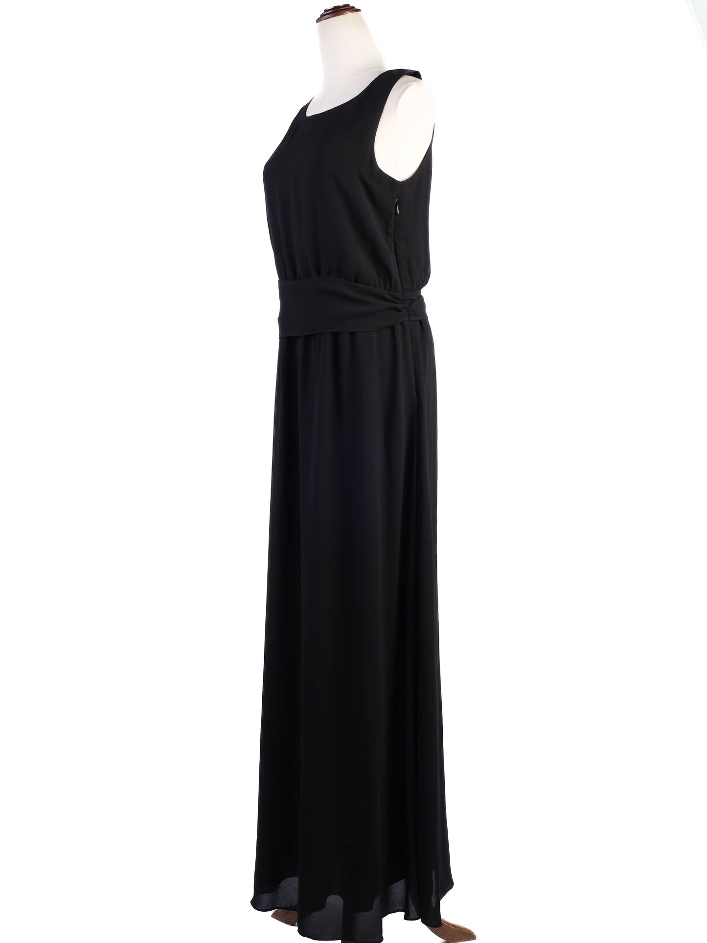 excellent theory black sleeveless dress size s, polyester, flowing skirt